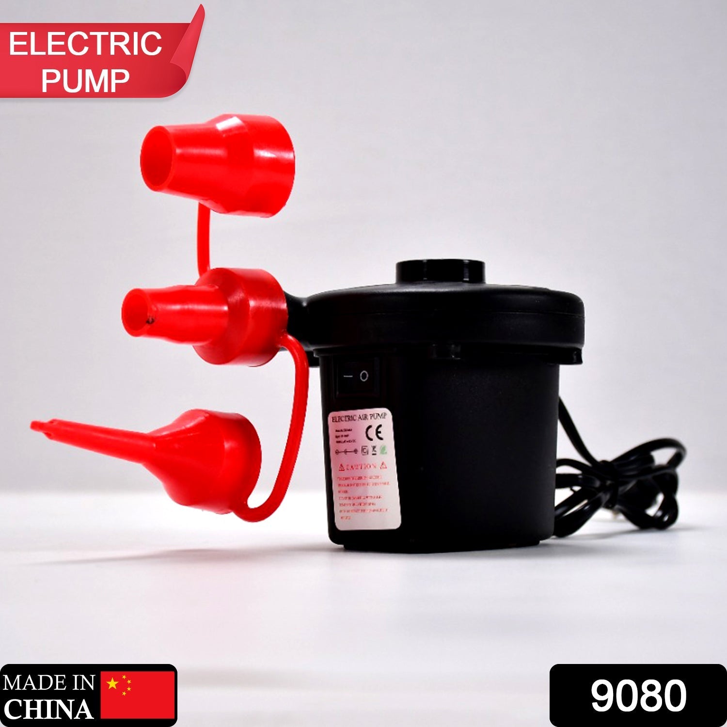 9080 Electric Air Pump For Ball , Balloon ( 3 Nozzle ) 