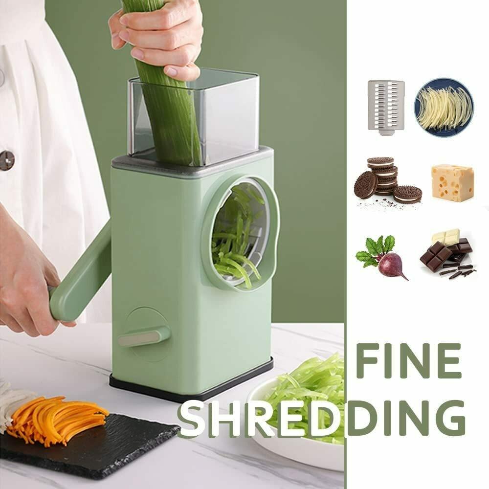 2132 Vegetable Shredder Round Mandolin Slicer, Grater, Shredder Salad Maker - Large Feed Port - Suction Base - Cutter for Vegetable, Fruit, Cookie. 