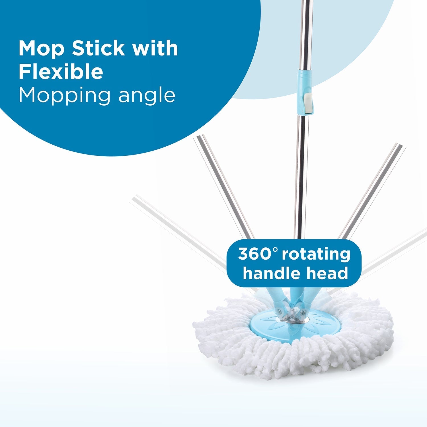 8713 GANESH Prime Plus Steel Spinner Bucket Mop 360 Degree Self Spin Wringing with 2 Absorbers for Home and Office Floor Cleaning Mops Set. 