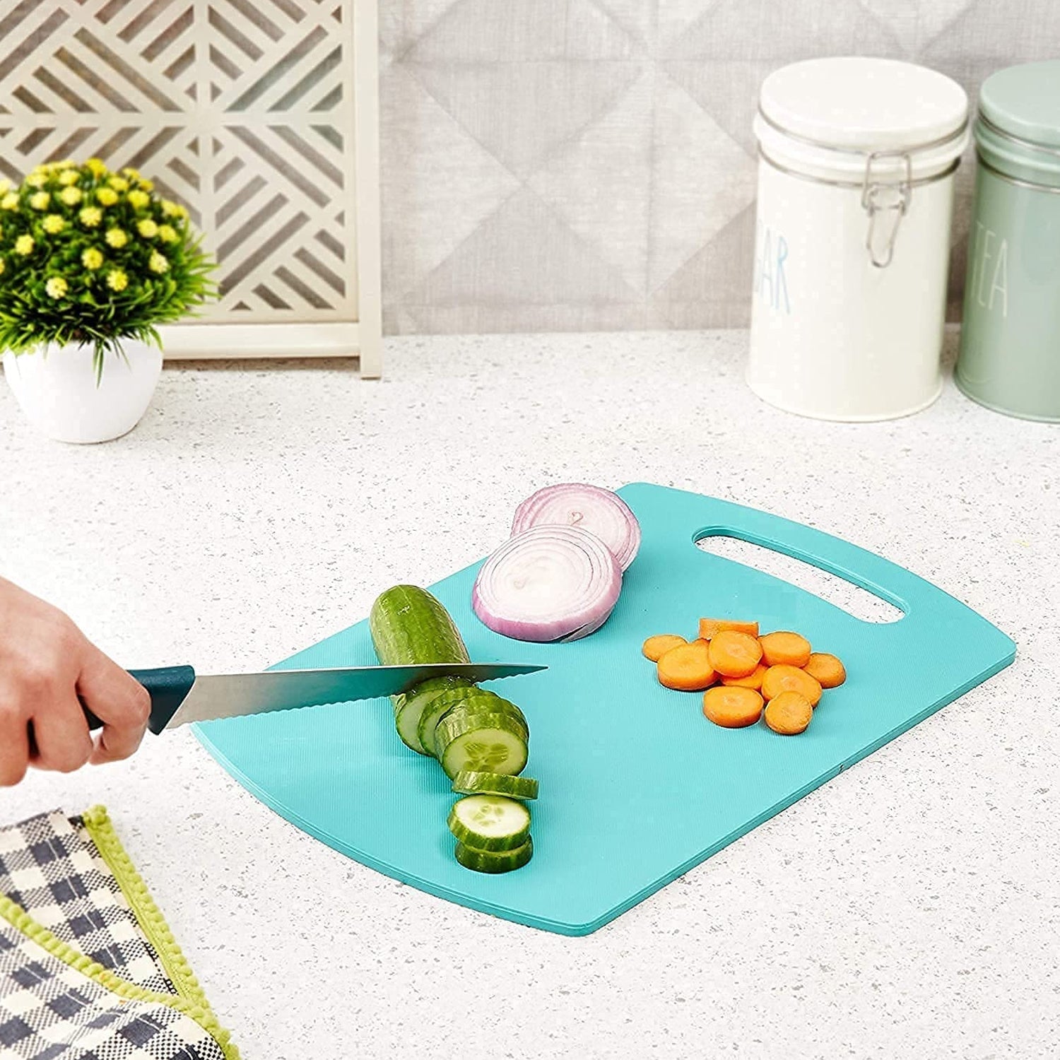 0086A Chopping Board Cutting Pad Plastic for Home and Kitchen Accessories Items Tools Gadgets for Cutting Vegetables Non Sleep Anti Skid 