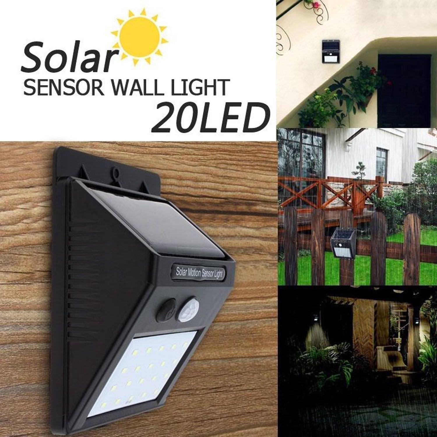 6609 Yellow Solar Wireless Security Motion Sensor LED Night Light for Home Outdoor/Garden Wall. 
