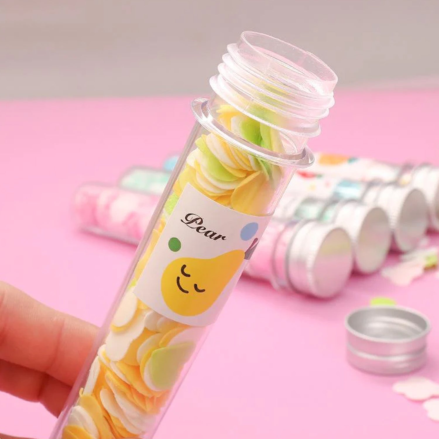 6289 Portable Hand Washing Bath Flower Shape Paper Soap Strips In Test Tube Bottle 