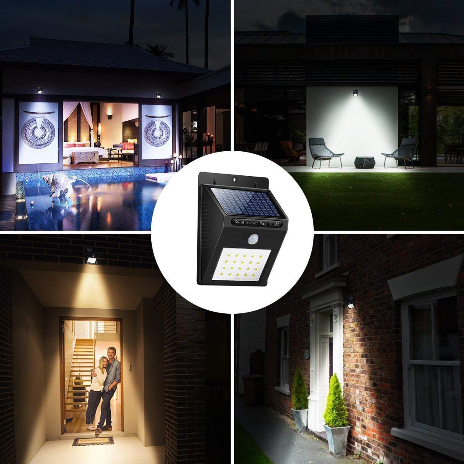 6608 White Solar Wireless Security Motion Sensor LED Night Light for Home Outdoor/Garden Wall. 