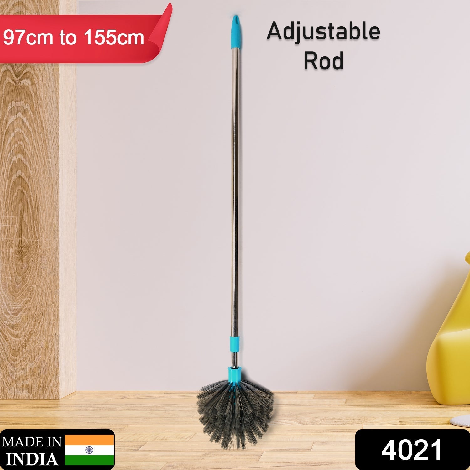 4021 Cobweb Brush With Stainless Steel Strong Long Extendable Handle for Dusting, Ceiling Cobweb Cleaning, Brush for Lights, Fans & Webs Cleaning for Home/Kitchen 