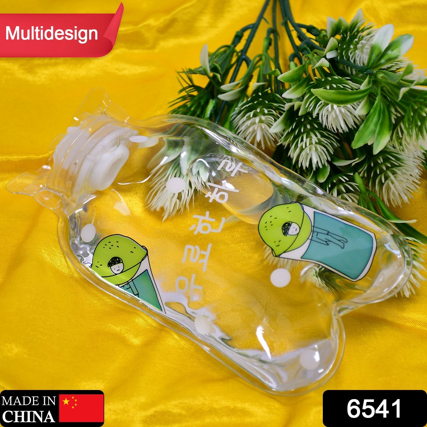 6541 TRANSPARENT MULTI DESIGN SMALL HOT WATER BAG WITH COVER FOR PAIN RELIEF, NECK, SHOULDER PAIN AND HAND, FEET WARMER, MENSTRUAL CRAMPS. 
