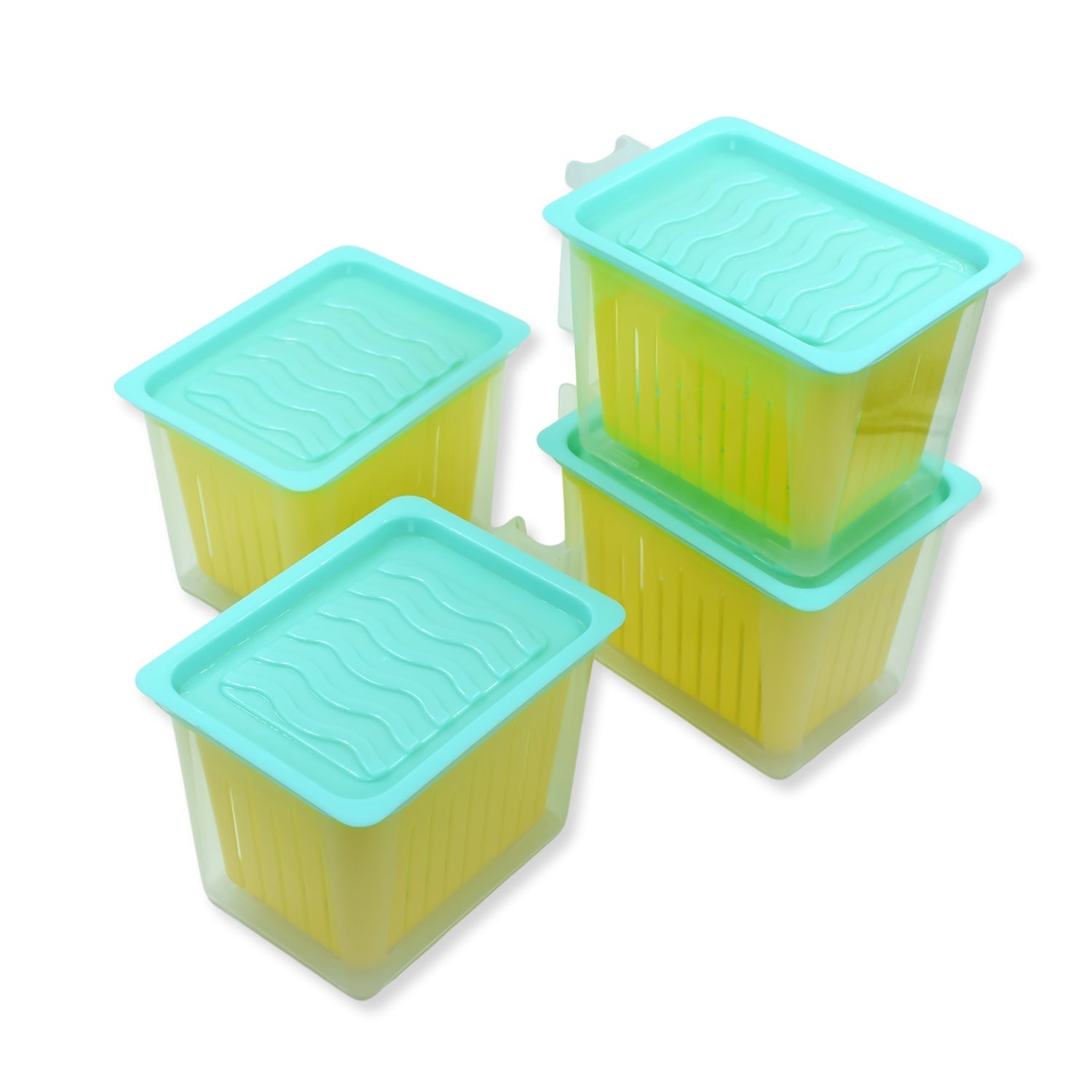 2836 Fridge Storage Containers with Handle Plastic Storage Container for Kitchen(4 Pcs Set) 