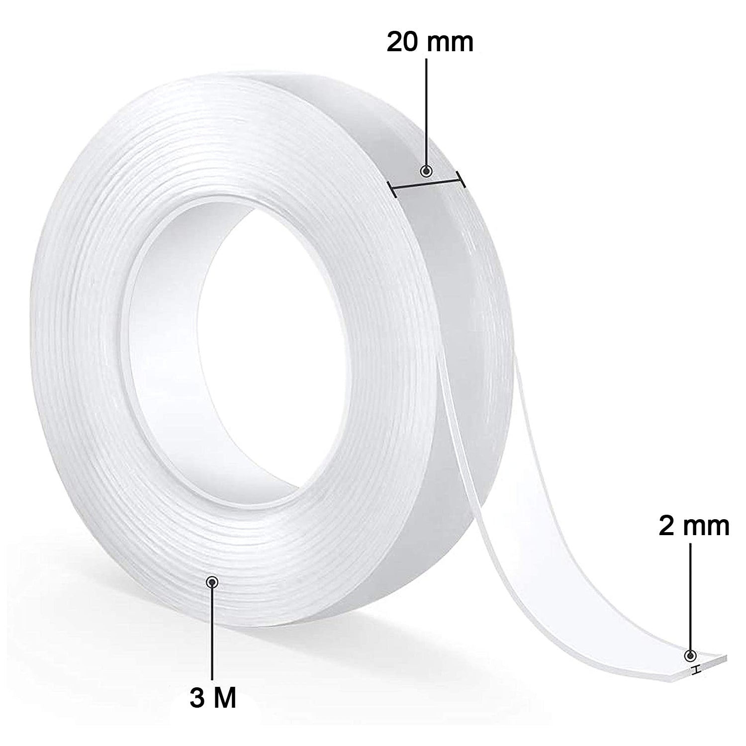 0882A Double Sided Nano Adhesive Tape, 3 meter Size (20mm Width X 2mm Thickness) 