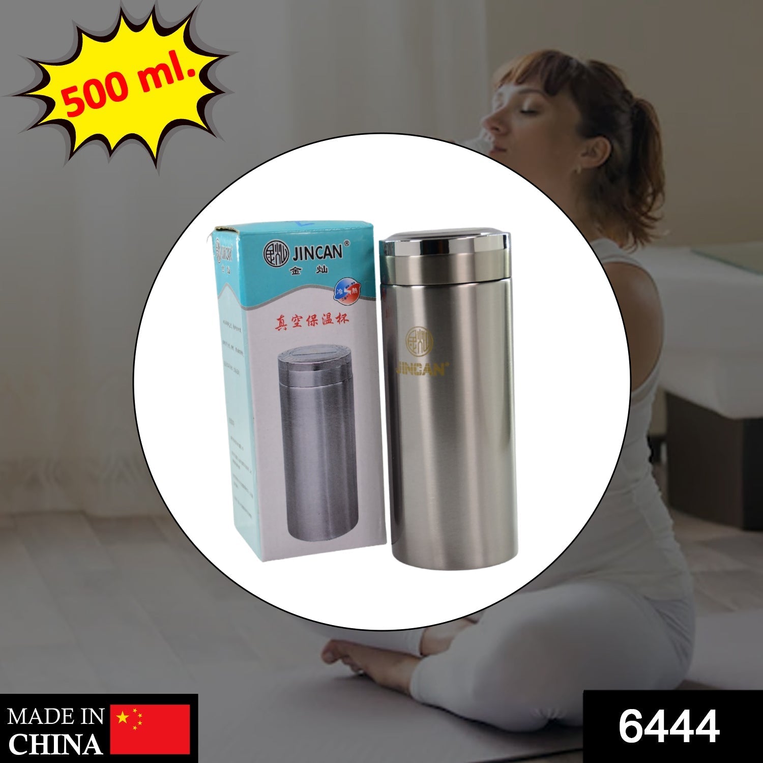 6444 500ML STAINLESS STEEL WATER BOTTLE FOR MEN WOMEN KIDS | THERMOS FLASK | REUSABLE LEAK-PROOF THERMOS STEEL FOR HOME OFFICE GYM FRIDGE TRAVELLING 