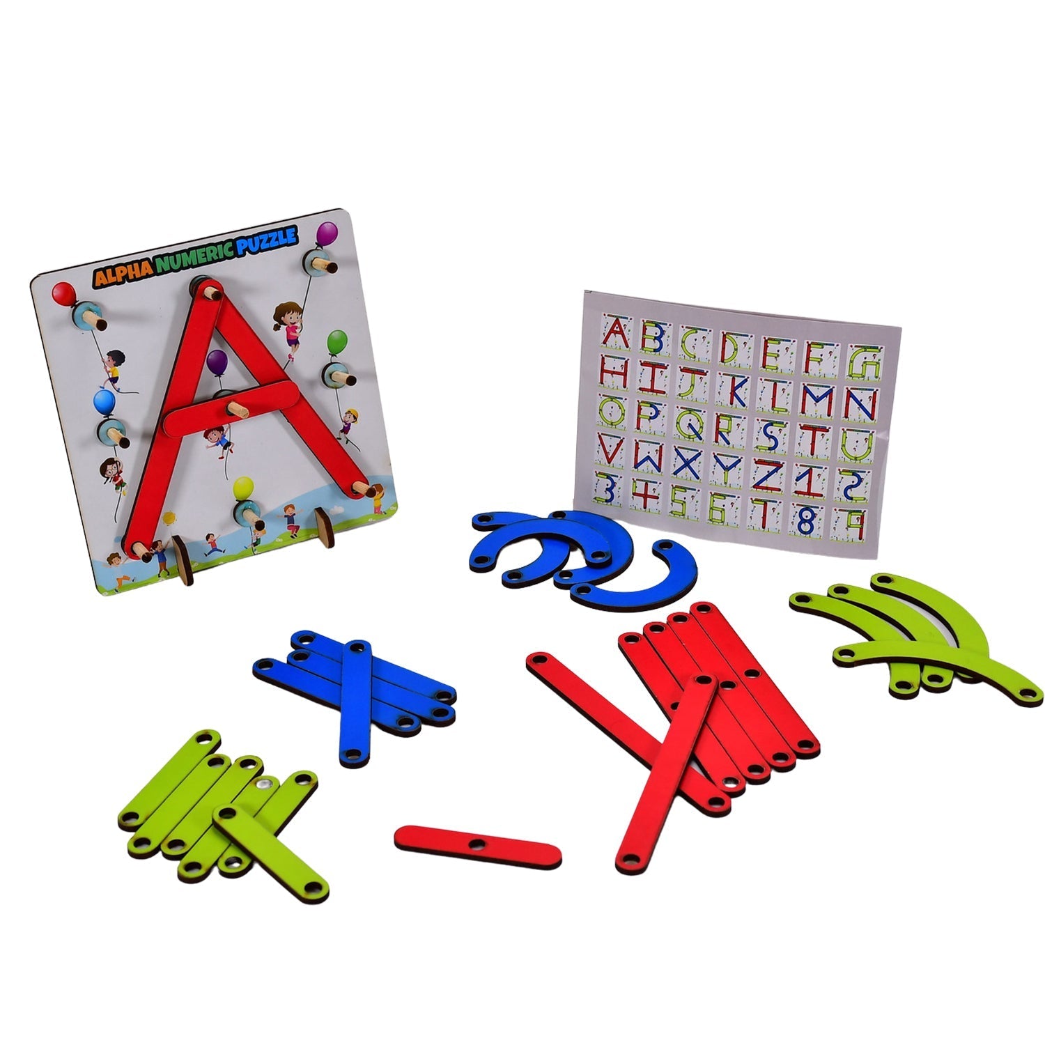 3497 Alpha Numeric Puzzle Construction Puzzle Toys For Kids 3+ Years For Teaching Letters, Numbers Amd-