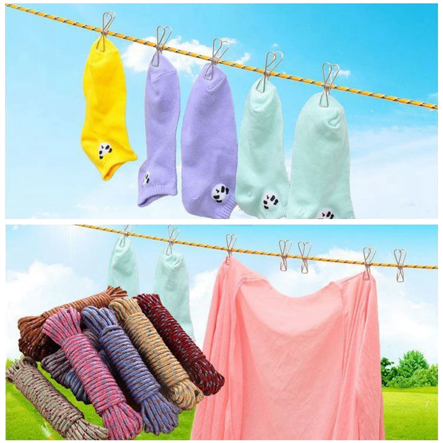 9059 10 Meter Heavy Duty Laundry Drying Clothesline Rope Portable