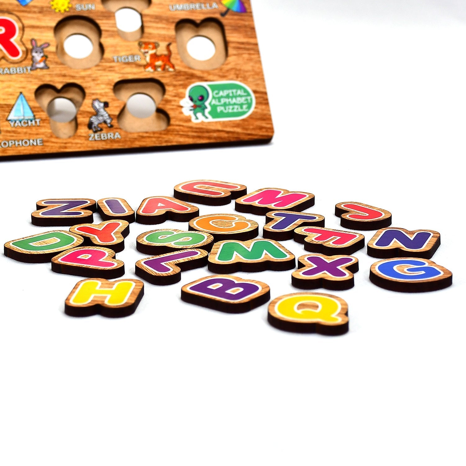 3495 Wooden Capital Alphabets Letters Learning Educational Puzzle Toy for Kids. Amd-