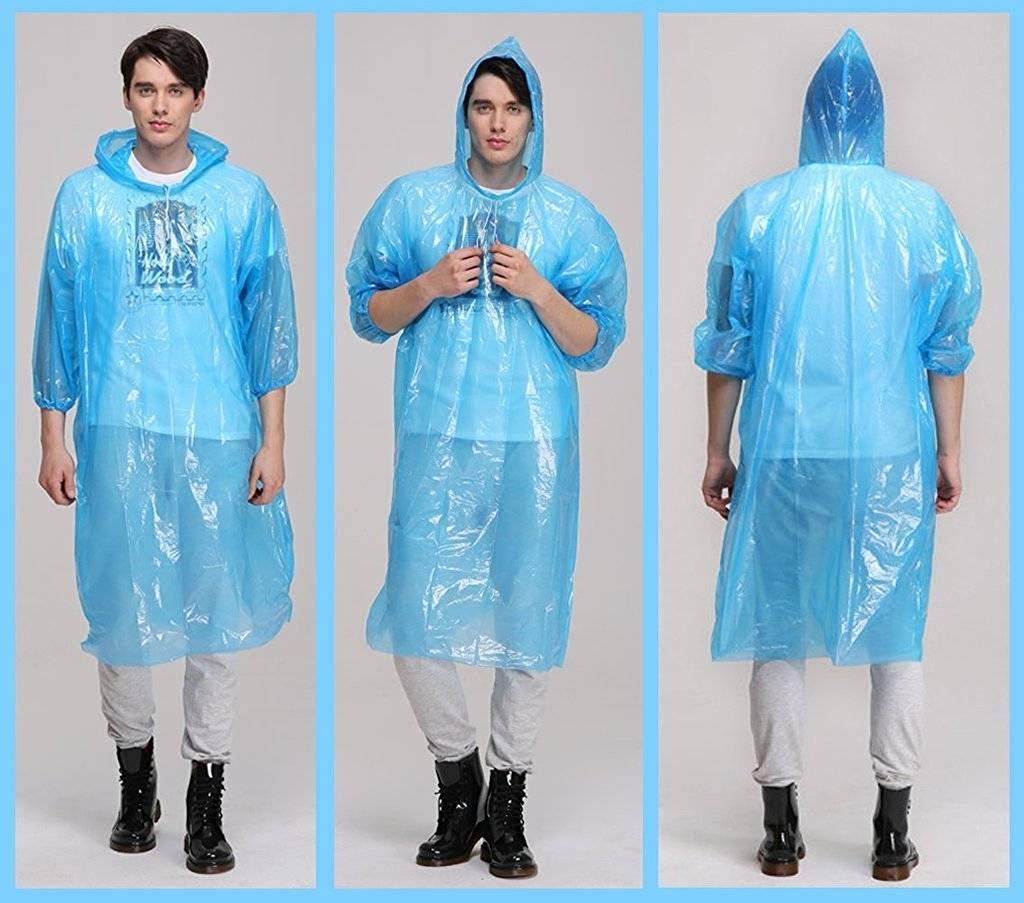 1425 Waterproof Rain Poncho with Drawstring Hood Pocket 
